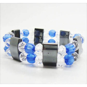 Wholesale magnetic white crystal beaded bracelet 7.25'